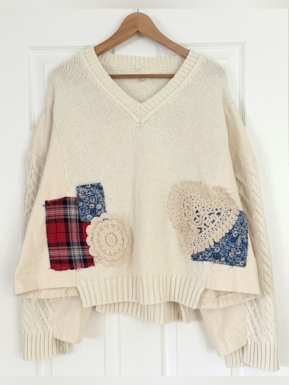 POL Crochet Patchwork Sweater Size L